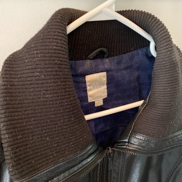 Twik from Simons Vegan/Faux Leather Black Bomber Jacket - Picture 3 of 6